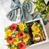 Caja Carton Blanca Floral