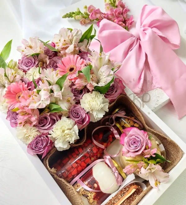Caja Carton Blanca Floral
